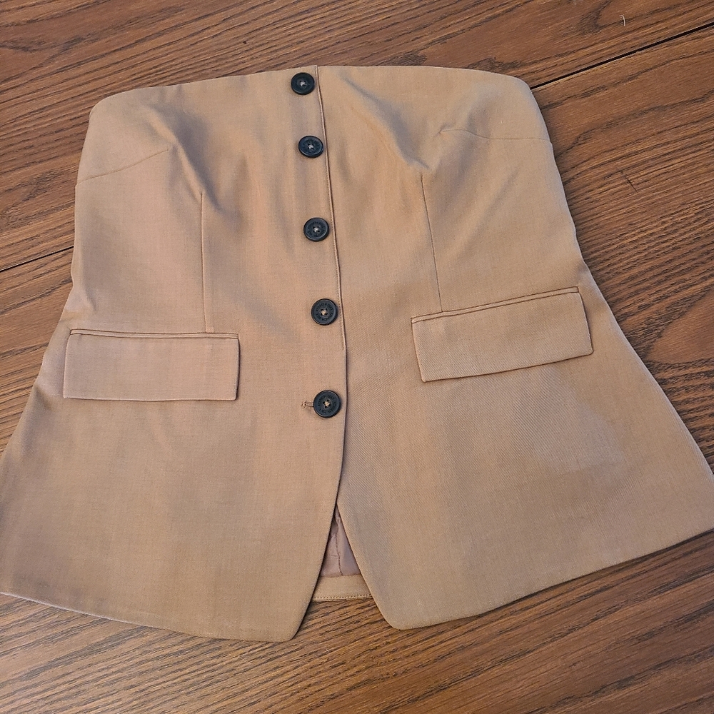 NWT Kenneth Cole Tan Strapless Top in Size Large